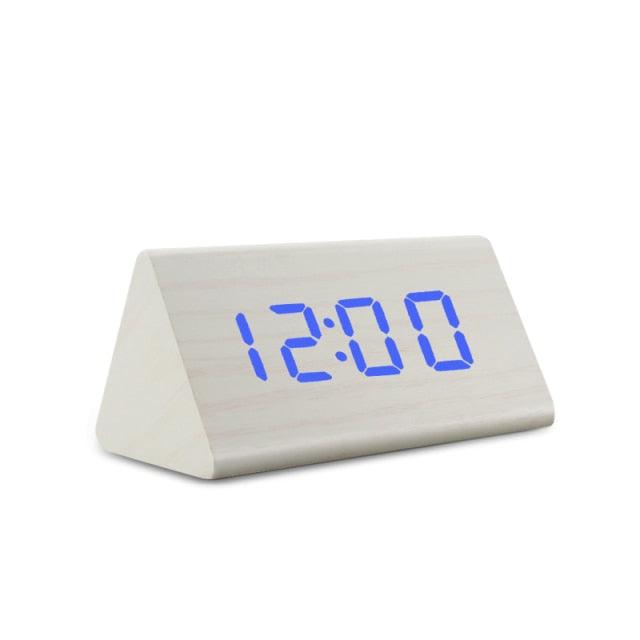 Digital Clock LED Wooden Alarm Clock Digital Alarm Clock with Wooden Electronic LED Time Display 3 Alarm Settings Humidity & Temperature Detect Wood Made Electric Clocks Table Sound Control Electronic Clocks Desktop USB/AAA Powered Home Table Decor Stevvex