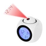 New Creative Attention Projection Digital Weather LCD Snooze Clock Projection Alarm Clock Wake Up Bedroom with Data and Temperature Display Talking Function LED Wall/Ceiling Projection Bell Alarm Display Backlight LED Projector Home Clock Timer Stevvex