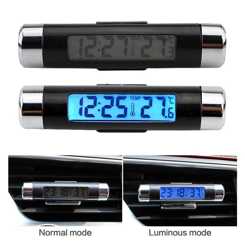 Car Digital Clock Temperature Display Electronic Clock Car Temperature Clock Universal Auto Dashboard Digital Clocks with Black Light And LCD Screen Adjustable Vehicle Temperature Thermometer Auto Electronic Clock LED Backlight Digital Display Clock Stevvex