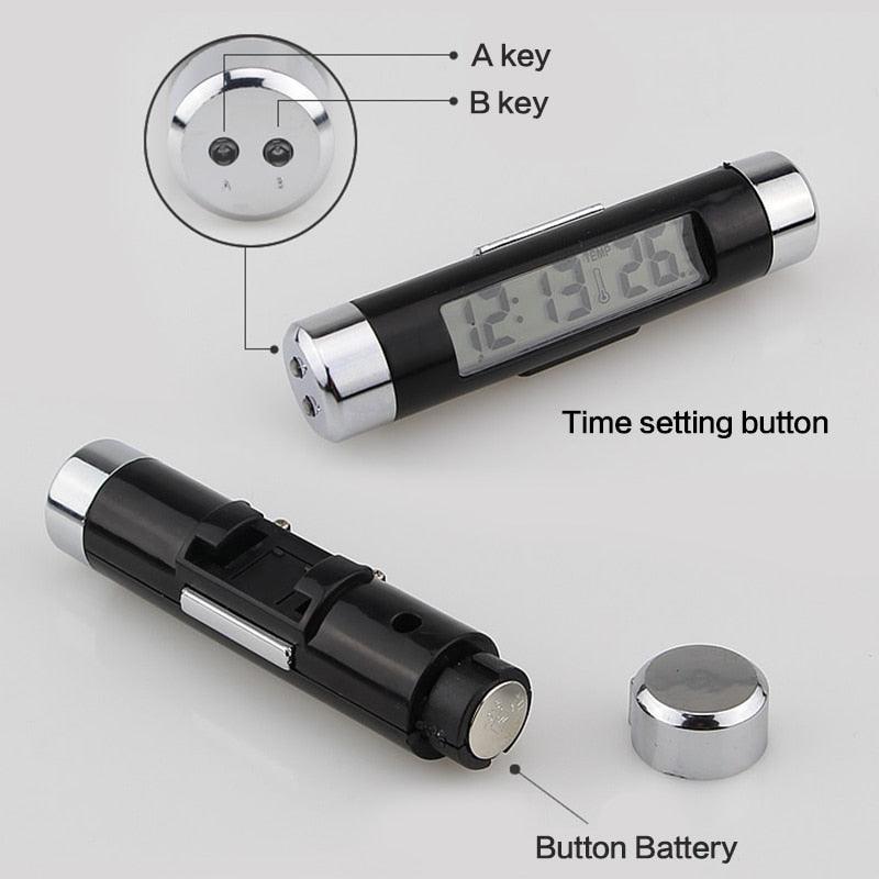 Car Digital Clock Temperature Display Electronic Clock Car Temperature Clock Universal Auto Dashboard Digital Clocks with Black Light And LCD Screen Adjustable Vehicle Temperature Thermometer Auto Electronic Clock LED Backlight Digital Display Clock Stevvex