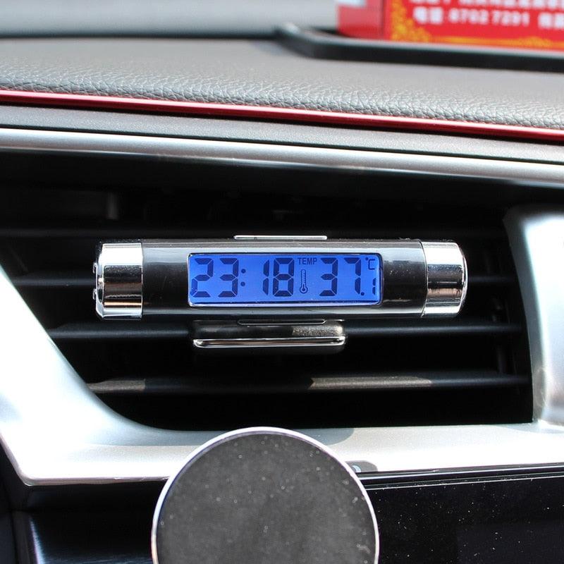 Car Digital Clock Temperature Display Electronic Clock Car Temperature Clock Universal Auto Dashboard Digital Clocks with Black Light And LCD Screen Adjustable Vehicle Temperature Thermometer Auto Electronic Clock LED Backlight Digital Display Clock Stevvex