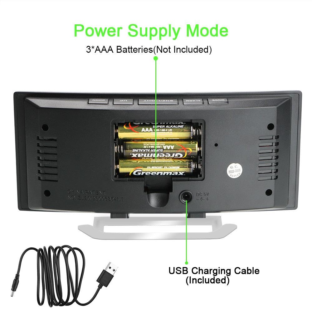 7 Inch LED Digital Desktop Alarm Clock Curved Dimmable Table Clock Table Alarm Clock 7 Inch Curved Dimmable LED Electronic Digital Desktop Clock for Kids Bedroom Large Number Table Clock Mirror Luxury For Kids Bedroom Home Decors Stevvex