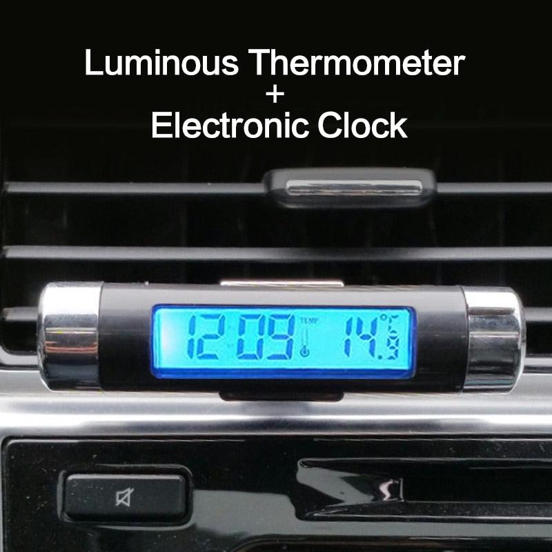 Car Digital Clock Temperature Display Electronic Clock Car Temperature Clock Universal Auto Dashboard Digital Clocks with Black Light And LCD Screen Adjustable Vehicle Temperature Thermometer Auto Electronic Clock LED Backlight Digital Display Clock Stevvex