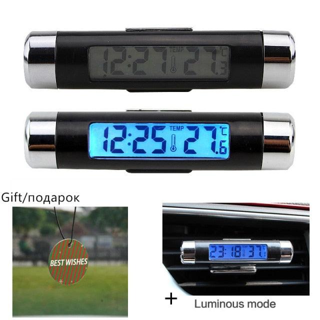 Car Digital Clock Temperature Display Electronic Clock Car Temperature Clock Universal Auto Dashboard Digital Clocks with Black Light And LCD Screen Adjustable Vehicle Temperature Thermometer Auto Electronic Clock LED Backlight Digital Display Clock Stevvex
