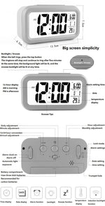 Digital Alarm Clock Voice Alarm Clock Intelligent Smart Timer Creative Students Mute LED Electronic Warning Machinery Gifts Battery Operated LCD Electronic Clock for Bedroom Home Kitchen Office Outdoor Stevvex