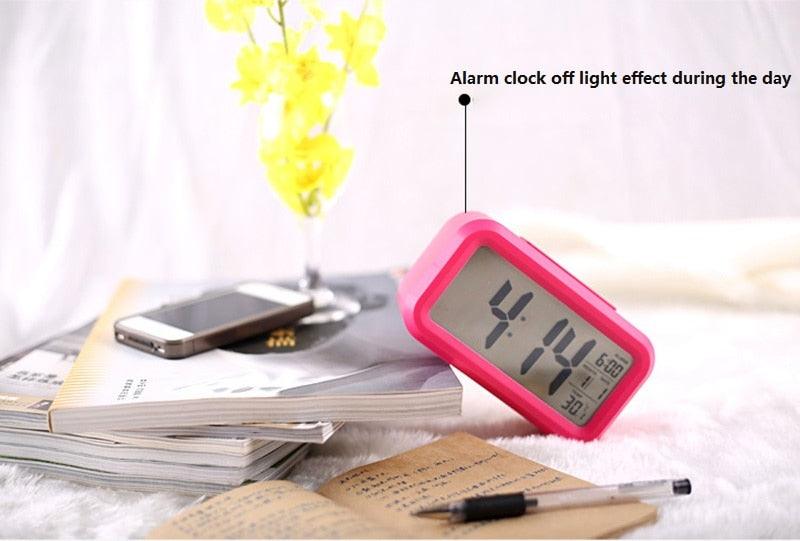 Digital Alarm Clock Voice Alarm Clock Intelligent Smart Timer Creative Students Mute LED Electronic Warning Machinery Gifts Battery Operated LCD Electronic Clock for Bedroom Home Kitchen Office Outdoor Stevvex