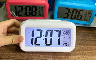 Digital Alarm Clock Voice Alarm Clock Intelligent Smart Timer Creative Students Mute LED Electronic Warning Machinery Gifts Battery Operated LCD Electronic Clock for Bedroom Home Kitchen Office Outdoor Stevvex