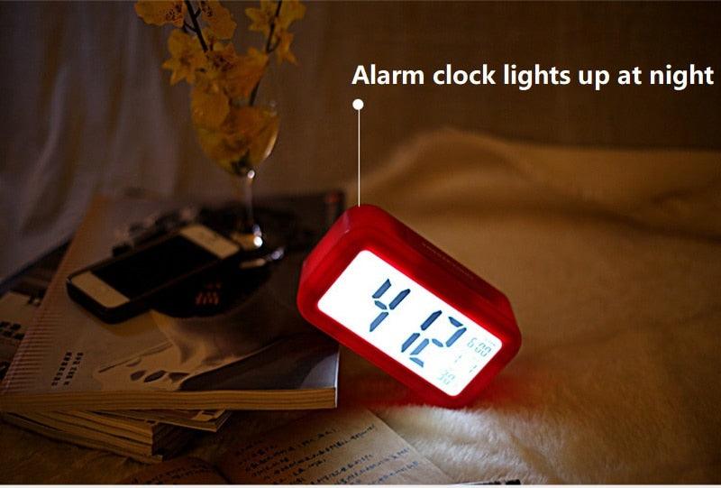 Digital Alarm Clock Voice Alarm Clock Intelligent Smart Timer Creative Students Mute LED Electronic Warning Machinery Gifts Battery Operated LCD Electronic Clock for Bedroom Home Kitchen Office Outdoor Stevvex