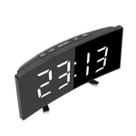 Digital Alarm Clock Desk Table Clock  3 Alarm Sounds Adjustable Volume Easy Digital Alarm Clock for Kids and Adults Compact Desk & Shelf Clocks for Bedroom Curved LED Screen Alarm Clocks For Kid Bedroom Temperature Snooze Function Home Decor Watch Stevvex