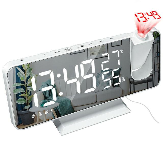 LED Digital Alarm Clock Projection Clock Radios Loud Ceiling Alarm Clock for Heavy Sleepers Snooze Dual Clock Bedside Dimmer with USB Charger Digital LED Clock FM Radio Table Electronic Desktop Clocks USB Wake Up FM Radio Time Projector Snooze Function Stevvex