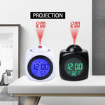 Digital Alarm Clock Projection Alarm Clock Wake Up Bedroom with Data and Temperature Display Talking Function LED Wall/Ceiling Projection Clock LCD Creative Projector Weather Temperature Desk Time Date Display Projection USB Charger Home Clock Timer Stevvex