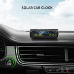 Solar Car Digital Clock with LCD Time Date In-Car Temperature Display for Outdoor Personal Car Part Decoration Universal Wireless Car Head Up Display Digital GPS Speedometer MPH Solar Battery USB Charged with Time Clock Stevvex
