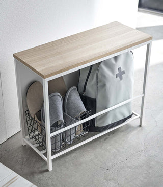 Entryway Storage Organizer & Bench (18" H)  - Steel + Wood - By Baano
