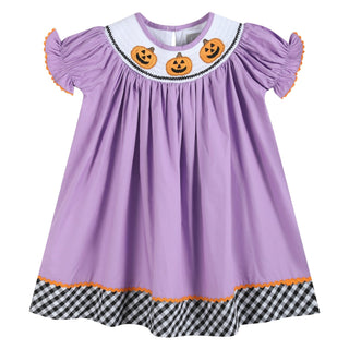 Purple Halloween Smocked Bishop Dress