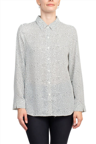 Grand & Greene Collar Neck Button Detail Long Sleeve Printed Crepe Top - Glamourous Grace