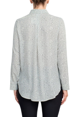 Grand & Greene Collar Neck Button Detail Long Sleeve Printed Crepe Top - Glamourous Grace