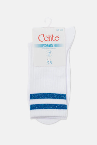 Conte Cotton Long Socks Active 157 - Lurex Stripes - By Baano