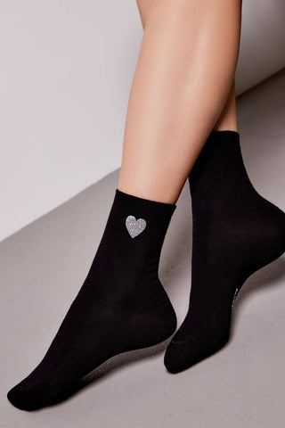 Cotton Socks Conte Classic 427 - Shimmering Heart Pattern - By Baano