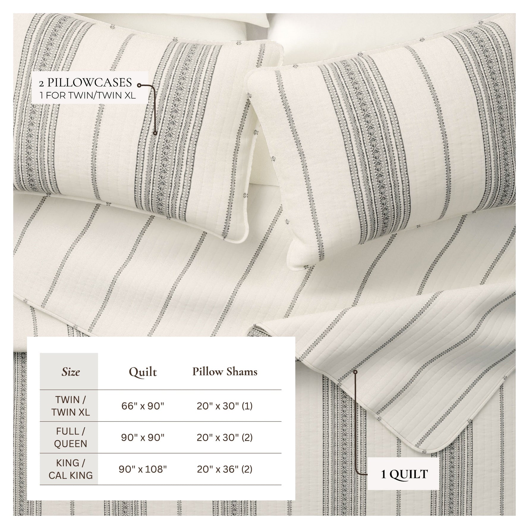 3-Piece Stripe Quilt - Wesley Collection Great Bay Home