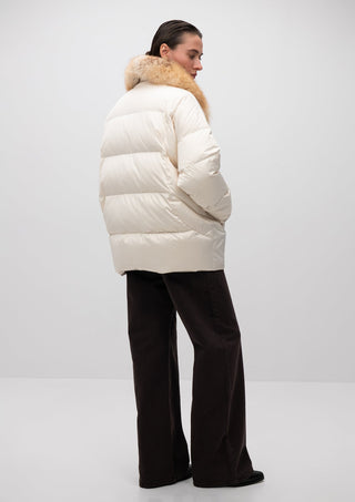 Macaire Genuine Silver Fox Fur Down Fill Coat - By Baano