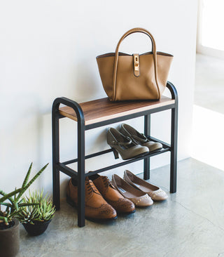 Shoe Organizer & Bench (18" H)  - Steel + Wood - By Baano
