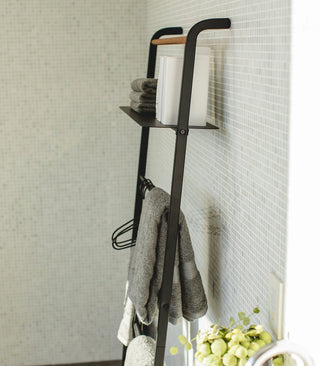 Leaning Storage Ladder With Shelf (63" H)  - Steel - By Baano