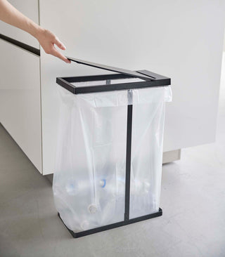 Lidded Garbage Bag Holder - Steel - By Baano