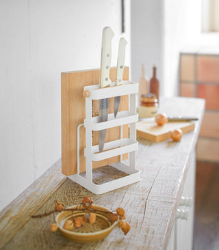 Knife & Cutting Board Stand - Steel + Wood - By Baano