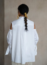 Quarta Open Shoulders White Organic Cotton Shirt