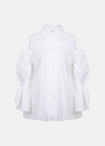 Quarta Open Shoulders White Organic Cotton Shirt