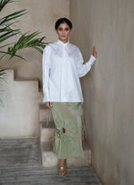 Quinta Tie Detail White Organic Cotton Shirt ETNA