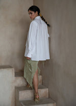 Quinta Tie Detail White Organic Cotton Shirt ETNA