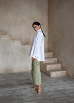 Quinta Tie Detail White Organic Cotton Shirt ETNA