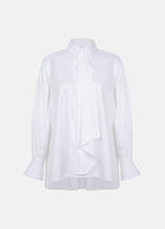 Quinta Tie Detail White Organic Cotton Shirt ETNA