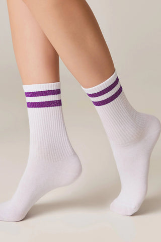 Conte Cotton Long Socks Active 157 - Lurex Stripes - By Baano
