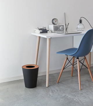 Trash Can - Round - Steel + Wood - By Baano