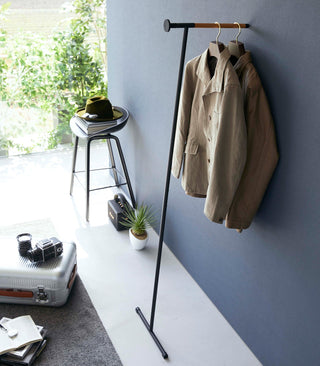 Leaning Clothes Hanger (64" H)  - Steel + Wood - By Baano