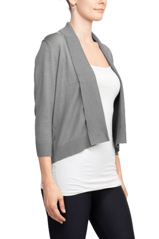 Esperanza Open Front 3/4 Sleeve Cropped Rayon Cardigan - Glamourous Grace