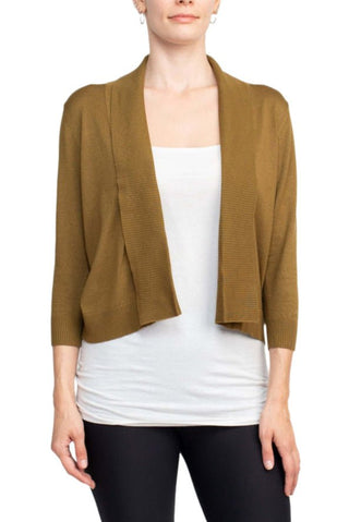 Esperanza Open Front 3/4 Sleeve Cropped Rayon Cardigan - Glamourous Grace