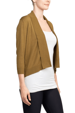 Esperanza Open Front 3/4 Sleeve Cropped Rayon Cardigan - Glamourous Grace