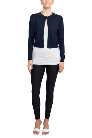 Luxxe Lane Crew Neck Long Sleeve Lace Back Hook Closure Knit Cardigan - By Baano