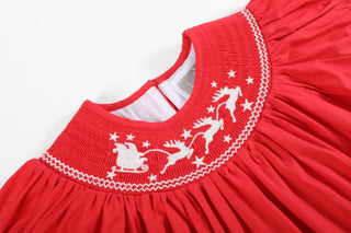Red Santa Sleigh Bishop Dress