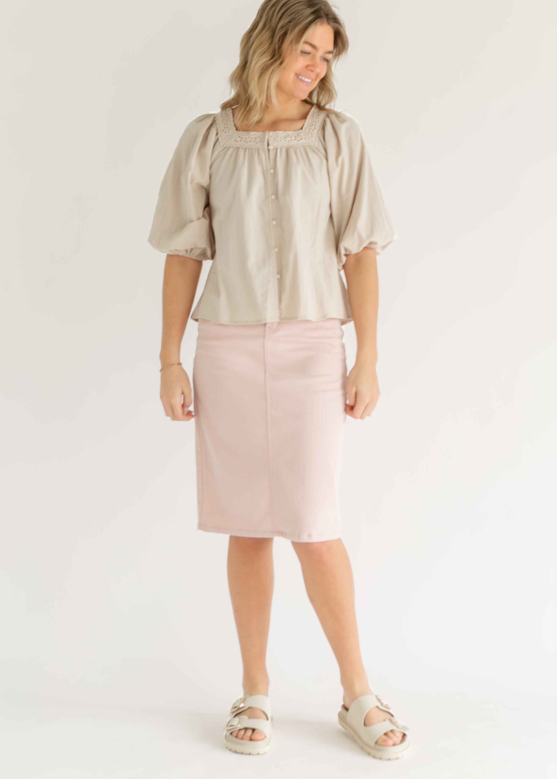 Remi Rose Denim Midi Skirt - FINAL SALE