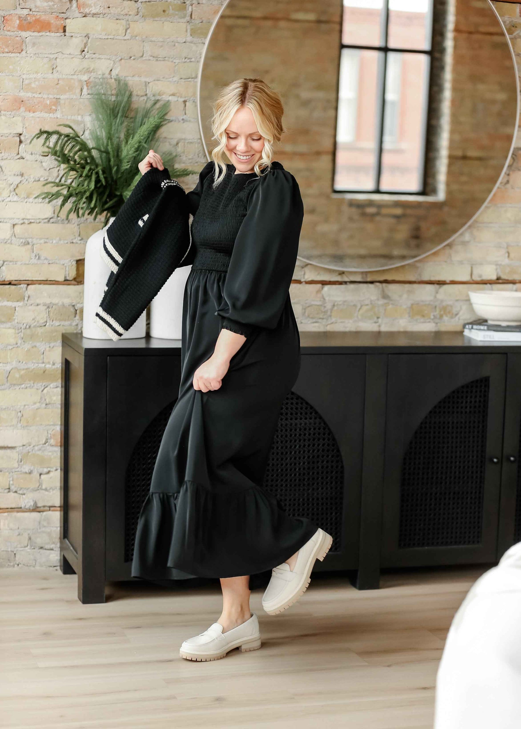 Renee Smocked Bodice Long Sleeve Maxi Dress - Glamourous Grace