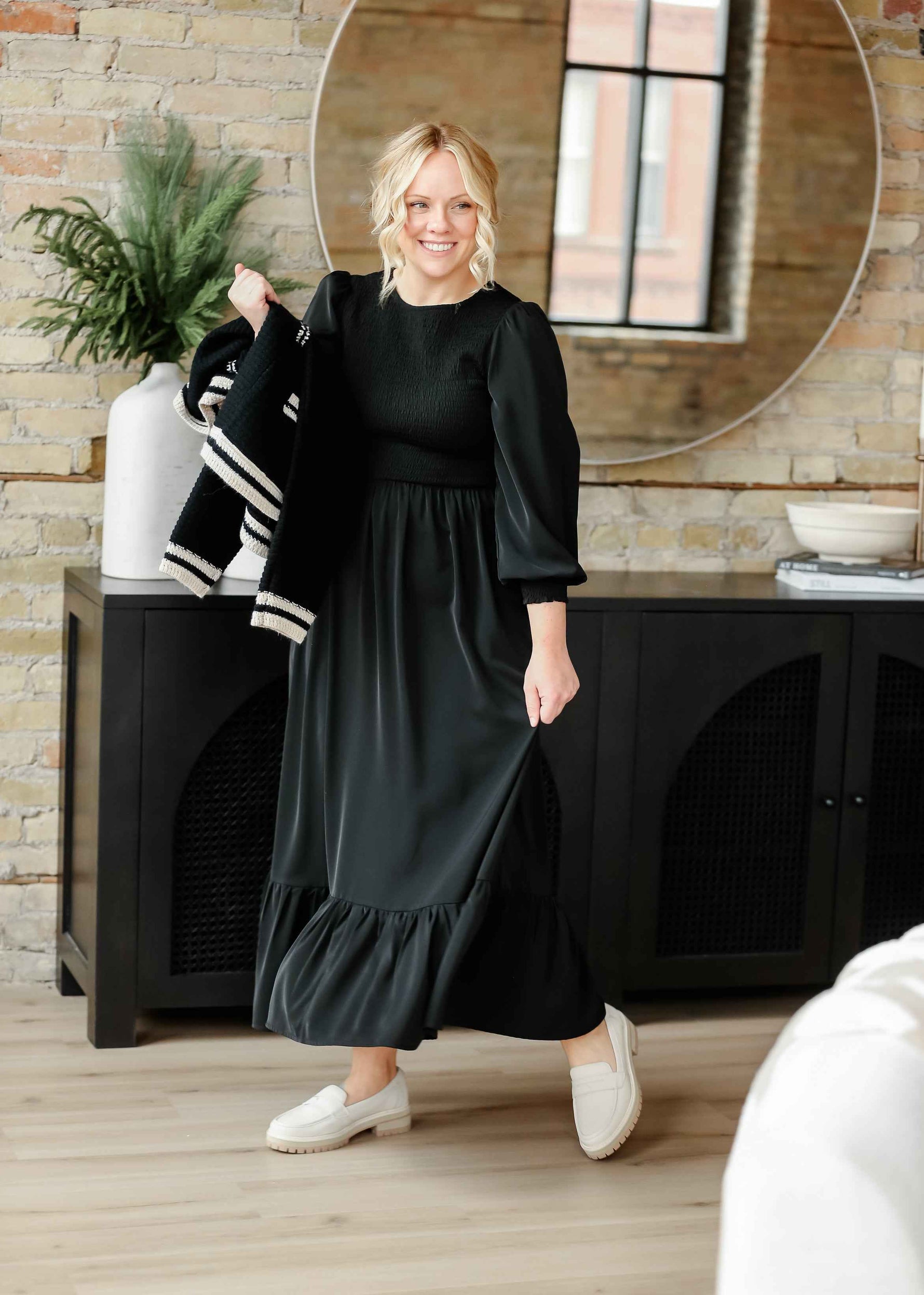 Renee Smocked Bodice Long Sleeve Maxi Dress - Glamourous Grace