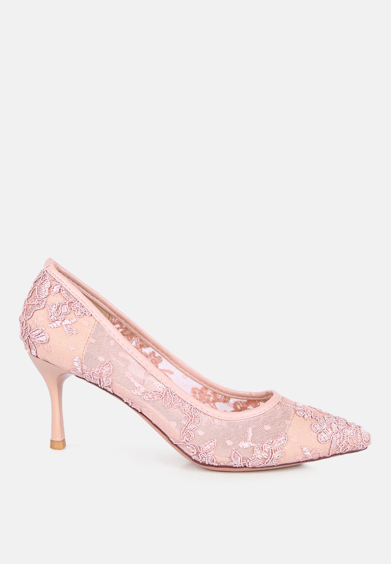 Reunion Lace Mid Heel Pumps London Rag International