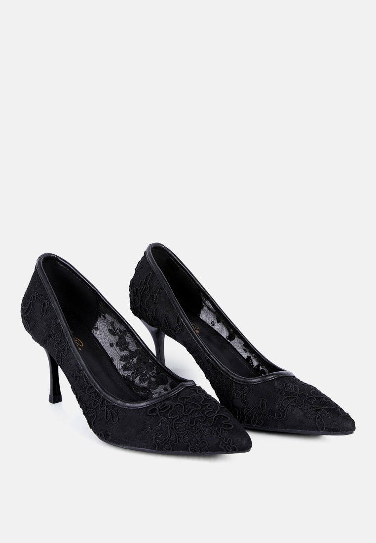 Reunion Lace Mid Heel Pumps London Rag International
