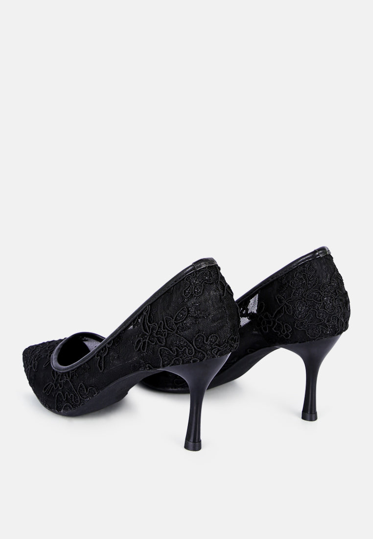 Reunion Lace Mid Heel Pumps London Rag International