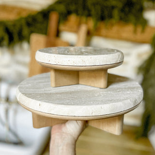 Stone Top Wood Round Decorative Risers, Set of Two Decor Steals
