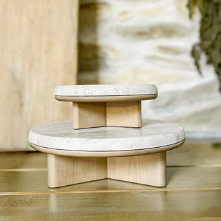 Stone Top Wood Round Decorative Risers, Set of Two Decor Steals